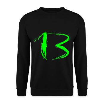 Number 13 favorite number design brush light green green - Unisex Sweatshirt - black - Front - Alina (178cm) & Michal (187cm)
