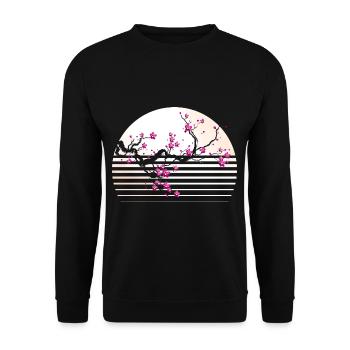 Cherry Blossom Japanese Retro Tree Sakura - Unisex Sweatshirt - black - Front - Alina (178cm) & Michal (187cm)