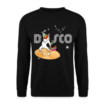 Licorne Disco Vintage Vinyle - Sweat-shirt Unisexe - noir - Devant - Alina (178cm) & Michal (187cm)