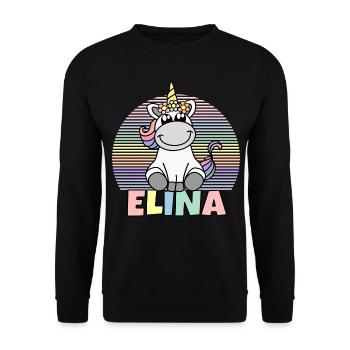 Elina Unicorn Name - Unisex Sweatshirt - black - Front - Alina (178cm) & Michal (187cm)