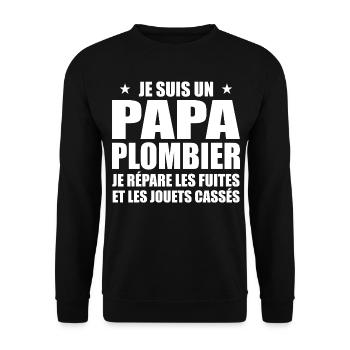 Plumber Dad, Father's Day Gift Idea - Unisex Sweatshirt - black - Front - Alina (178cm) & Michal (187cm)