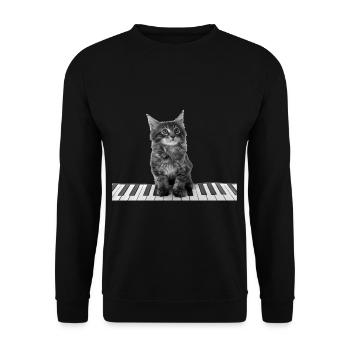 Cute Piano Cat Pianist Keyboard - Unisex Sweatshirt - black - Front - Alina (178cm) & Michal (187cm)