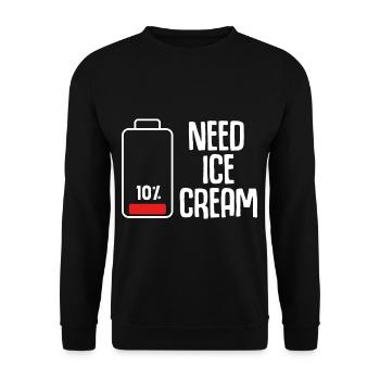 Lustiger Eisdielen Humor bei leerer Batterie - Unisex Pullover - Schwarz - Vorne - Alina (178cm) & Michal (187cm)