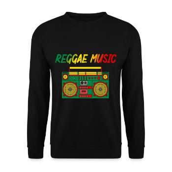 Reggae Musik Liebhaber Bunt Jamaika Kassette Radio - Unisex Pullover - Schwarz - Vorne - Alina (178cm) & Michal (187cm)