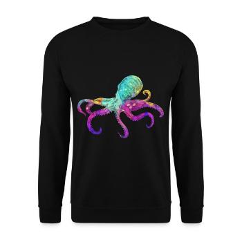 Oktopus Bunte Kraken Meerestier Kunst - Unisex Pullover - Schwarz - Vorne - Alina (178cm) & Michal (187cm)
