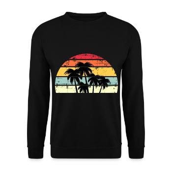 Palm Retro Sunset - Unisex Sweatshirt - black - Front - Alina (178cm) & Michal (187cm)