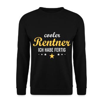 Rentner Spruch Rente Geschenk - Unisex Pullover - Schwarz - Vorne - Alina (178cm) & Michal (187cm)