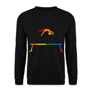 Turnen am Regenbogen Schwebebalken - Unisex Pullover - Schwarz - Vorne - Alina (178cm) & Michal (187cm)