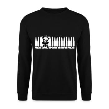cool Gaming Panda Nerd Cartridges Shooter Gamer - Unisex Sweatshirt - black - Front - Alina (178cm) & Michal (187cm)