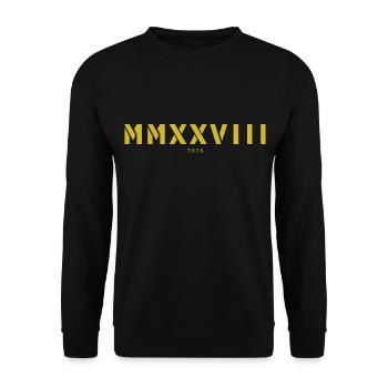 Roman numeral year of birth Made in 2028 - Unisex Sweatshirt - black - Front - Alina (178cm) & Michal (187cm)