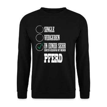 In einer Beziehung mit meinem Pferd - Unisex Pullover - Schwarz - Vorne - Alina (178cm) & Michal (187cm)