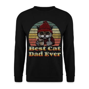 Bester Katzenvater aller Zeiten T-Shirt Lustiger Katzenvater Vater - Unisex Pullover - Schwarz - Vorne - Alina (178cm) & Michal (187cm)