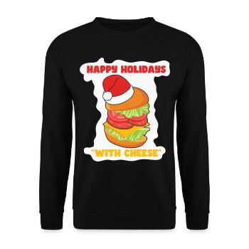 Joyeuses fêtes avec cheese burger - Sweat-shirt Unisexe - noir - Devant - Alina (178cm) & Michal (187cm)