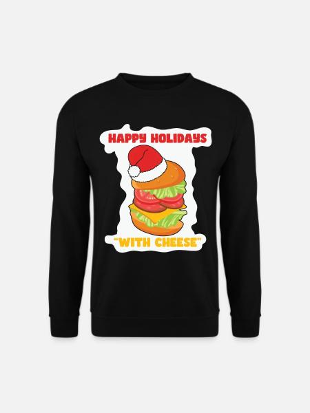 Happy Holidays With Cheese Burger - Unisex Sweatshirt - black