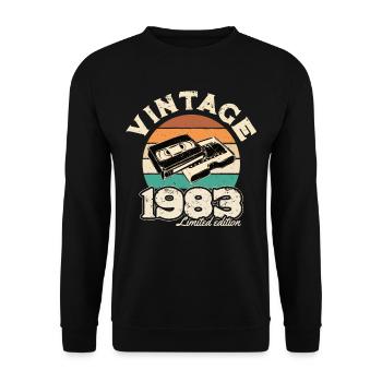 Rétro sunset videotape 1983 - Sweat-shirt Unisexe - noir - Devant - Alina (178cm) & Michal (187cm)