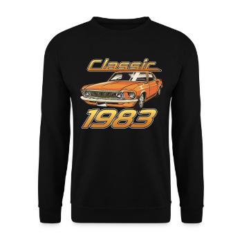 Voiture classique 1983 - Sweat-shirt Unisexe - noir - Devant - Alina (178cm) & Michal (187cm)
