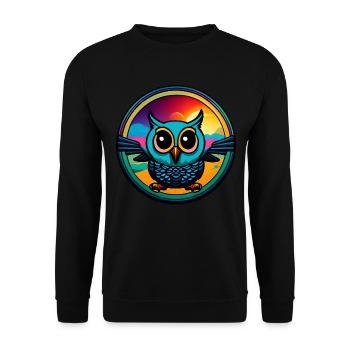 Cute Owl Circle - Unisex Sweatshirt - black - Front - Alina (178cm) & Michal (187cm)