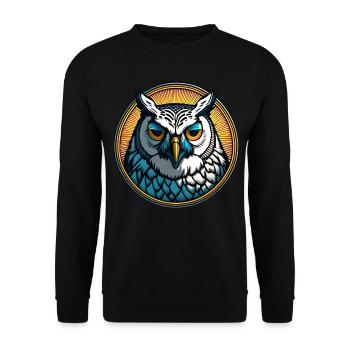 Wise Owl Wisdom - Unisex Sweatshirt - black - Front - Alina (178cm) & Michal (187cm)