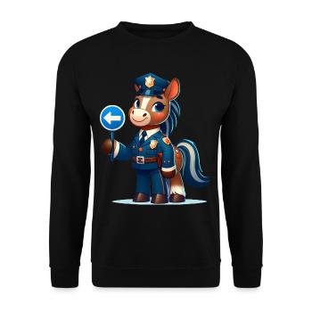 Cute Horse Police Officer - Unisex Pullover - Schwarz - Vorne - Alina (178cm) & Michal (187cm)