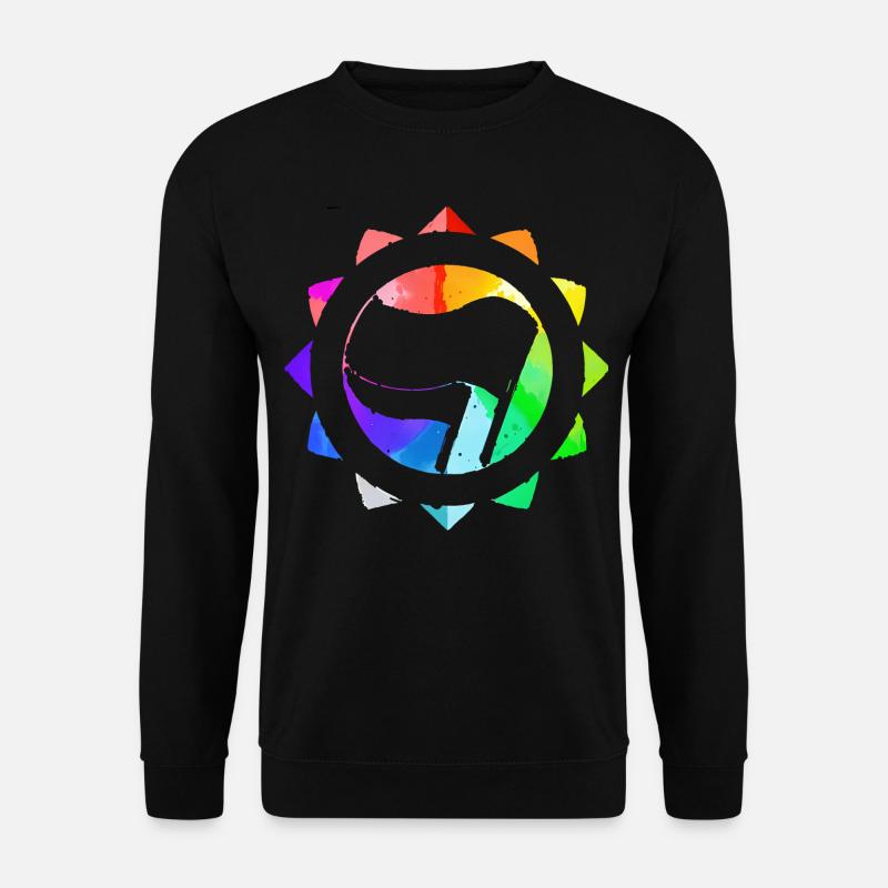 REGENBOGEN BUNT ANTIFASCHISTISCH - Unisex Pullover - Schwarz