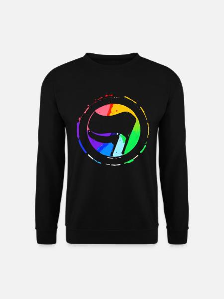 Regenbogen Antifa Flagge - Unisex Pullover - Schwarz