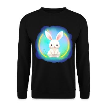 Hase Osterhase weisser Hase Kaninchen - Unisex Pullover - Schwarz - Vorne - Alina (178cm) & Michal (187cm)