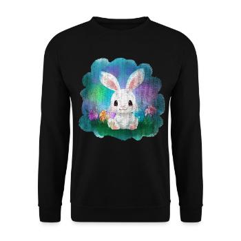 Osterhase Hase Ostereier Eier - Unisex Pullover - Schwarz - Vorne - Alina (178cm) & Michal (187cm)