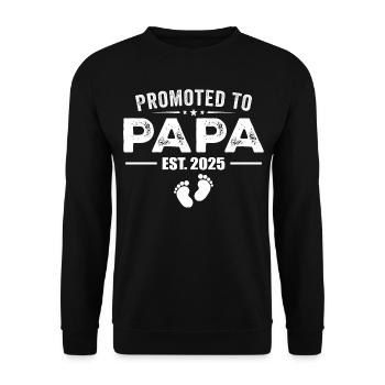 Befördert zum Papa Est 2025 Lustig für den neuen Papa - Unisex Pullover - Schwarz - Vorne - Alina (178cm) & Michal (187cm)