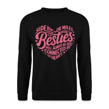 Besties werden immer durch das Herz verbunden sein | BFF - Unisex Pullover - Schwarz - Vorne - Alina (178cm) & Michal (187cm)