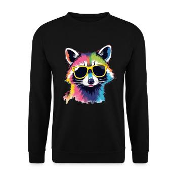 Œuvre d’art du raton laveur Pop Art Ratons laveurs - Sweat-shirt Unisexe - noir - Devant - Alina (178cm) & Michal (187cm)