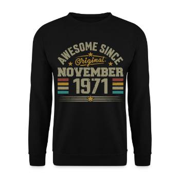 November 1971 Geburtstagsgeschenk | November 1971 - Unisex Pullover - Schwarz - Vorne - Alina (178cm) & Michal (187cm)