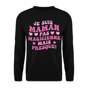 Mama statt Zauberin, Geschenkidee zum Muttertag - Unisex Pullover - Schwarz - Vorne - Alina (178cm) & Michal (187cm)