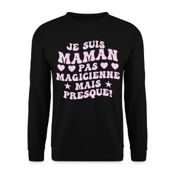 Mama statt Zauberin, Geschenkidee zum Muttertag - Unisex Pullover - Schwarz - Vorne - Alina (178cm) & Michal (187cm)
