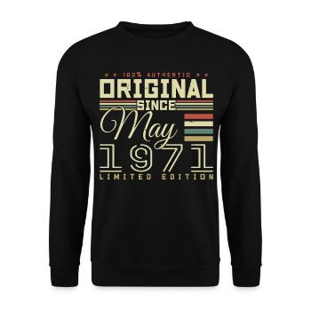 Cadeau Anniversaire Mai 1971, Gift May 1971 - Sweat-shirt Unisexe - noir - Devant - Alina (178cm) & Michal (187cm)