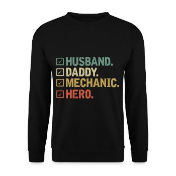 Vintage mari mécanicien père héros - Sweat-shirt Unisexe - noir - Devant - Alina (178cm) & Michal (187cm)