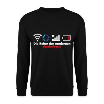 Reiter der modernen Apokalypse Geschenk nerd wlan - Unisex Pullover - Schwarz - Vorne - Alina (178cm) & Michal (187cm)