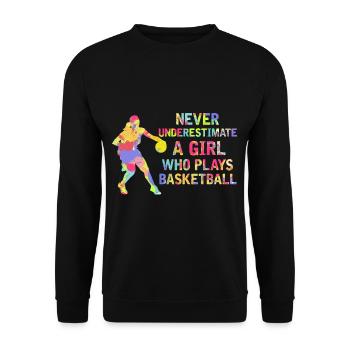 Athlètes colorés de filles de basket-ball - Sweat-shirt Unisexe - noir - Devant - Alina (178cm) & Michal (187cm)