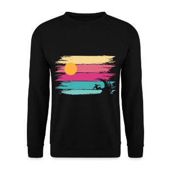 Surfer Beach Retro Wave Summer Holidays - Unisex Sweatshirt - black - Front - Alina (178cm) & Michal (187cm)
