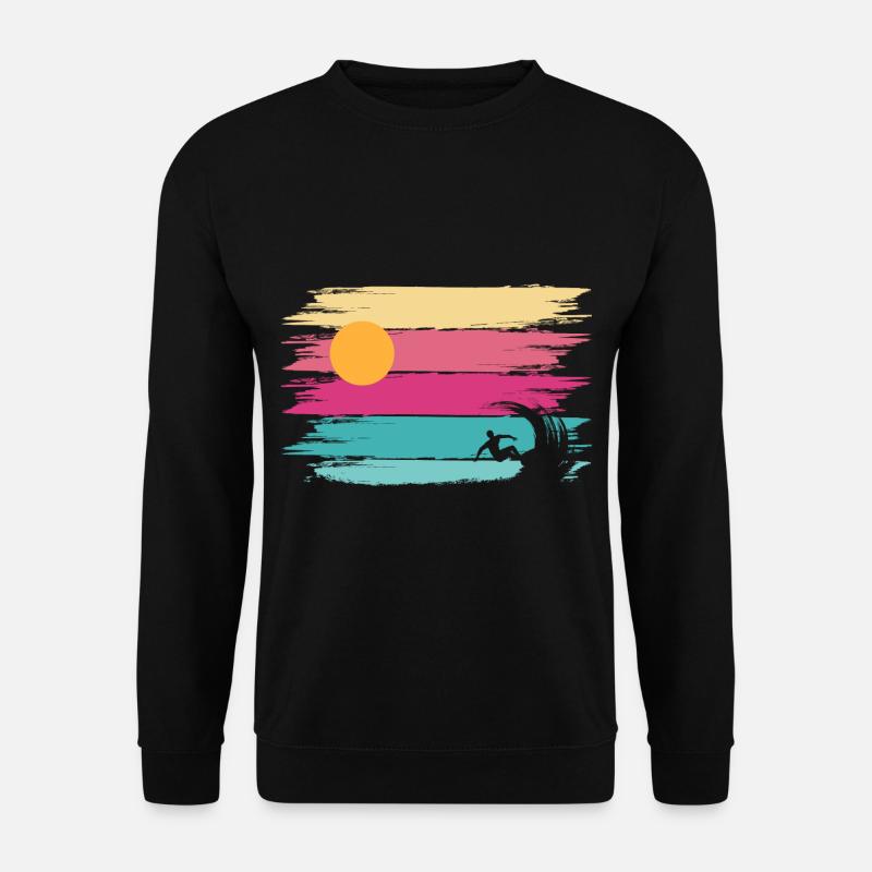 Surfer Beach Retro Wave Sommerferien - Unisex Pullover - Schwarz