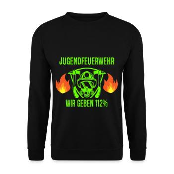 Jugendfeuerwehr Feuerwehrmann Feuerwehr Geschenk - Unisex Pullover - Schwarz - Vorne - Alina (178cm) & Michal (187cm)