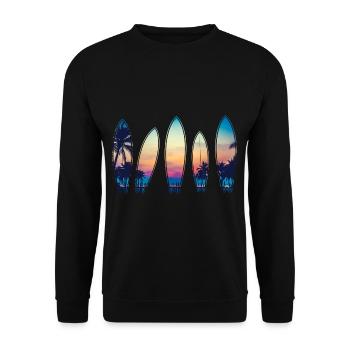 Surf vintage plage classique Hawaii Surf surf - Sweat-shirt Unisexe - noir - Devant - Alina (178cm) & Michal (187cm)