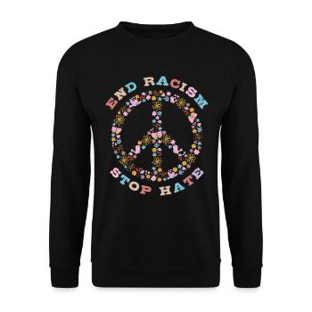 End Racism Stop Hate - Unisex Sweatshirt - black - Front - Alina (178cm) & Michal (187cm)