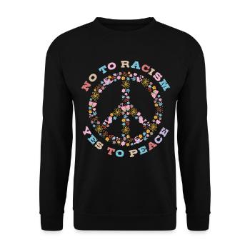 No to Racism Yes to Peace - Unisex Pullover - Schwarz - Vorne - Alina (178cm) & Michal (187cm)