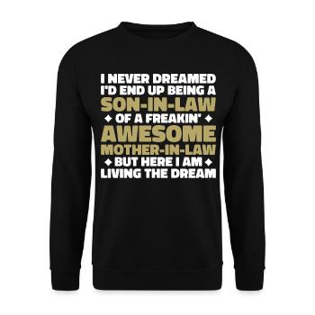 Son In Law Of A Freakin' Awesome Mother In Law - Unisex Sweatshirt - black - Front - Alina (178cm) & Michal (187cm)