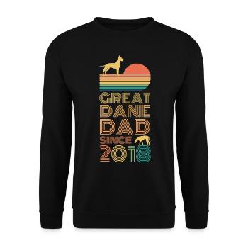 Great Dane Great Dane Papa Father since 2018 - Unisex Sweatshirt - black - Front - Alina (178cm) & Michal (187cm)
