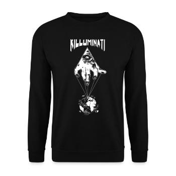 KILLUMINATI WORLD REGIME - Unisex Pullover - Schwarz - Vorne - Alina (178cm) & Michal (187cm)