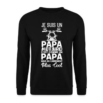 papa motard. Cadeau papa motard. père motard. - Sweat-shirt Unisexe - noir - Devant - Alina (178cm) & Michal (187cm)