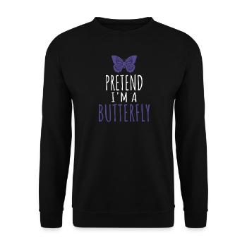 Halloween Schmetterling Pretend ' m A Butterfly - Unisex Pullover - Schwarz - Vorne - Alina (178cm) & Michal (187cm)