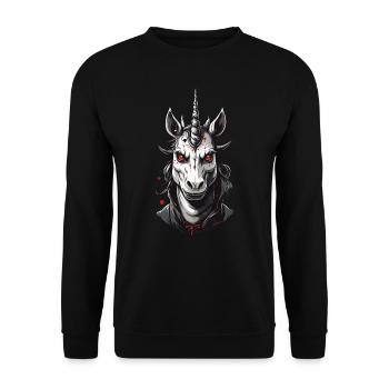 Vampir Einhorn Der Halloween Einhörner Grusel - Unisex Pullover - Schwarz - Vorne - Alina (178cm) & Michal (187cm)