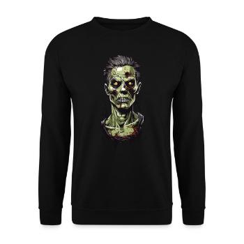 Horror Film Nacht Zombie Ghul Halloween - Unisex Pullover - Schwarz - Vorne - Alina (178cm) & Michal (187cm)